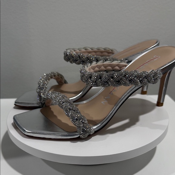 Stuart Weitzman Metallic Silver Braided Heels - Picture 6 of 7
